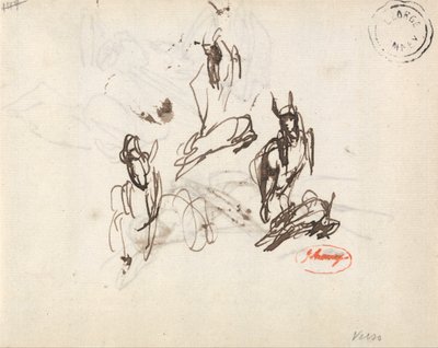 Frolicking Goat - Three Sketches by George Romney